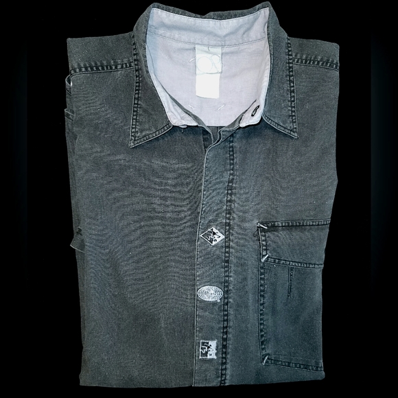 Vintage OP Charcoal button-down surfer shirt. Sz L - Picture 9 of 13